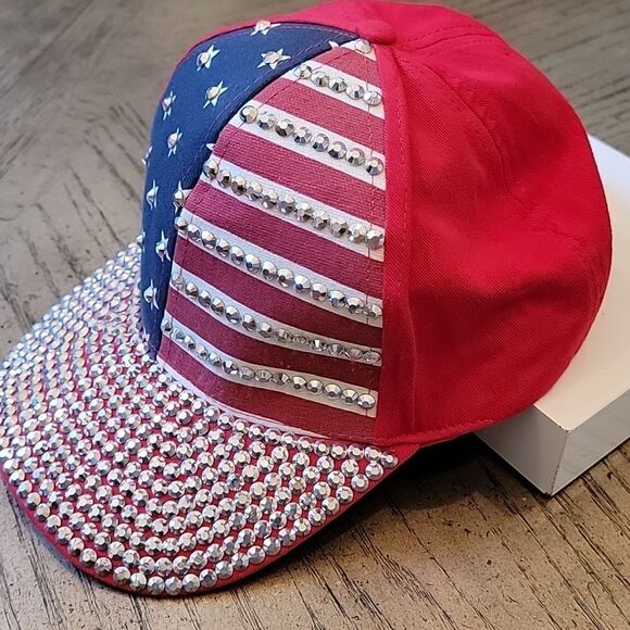 Blingy American flag hat One Size ❤️🤍💙 - Picture 3 of 8